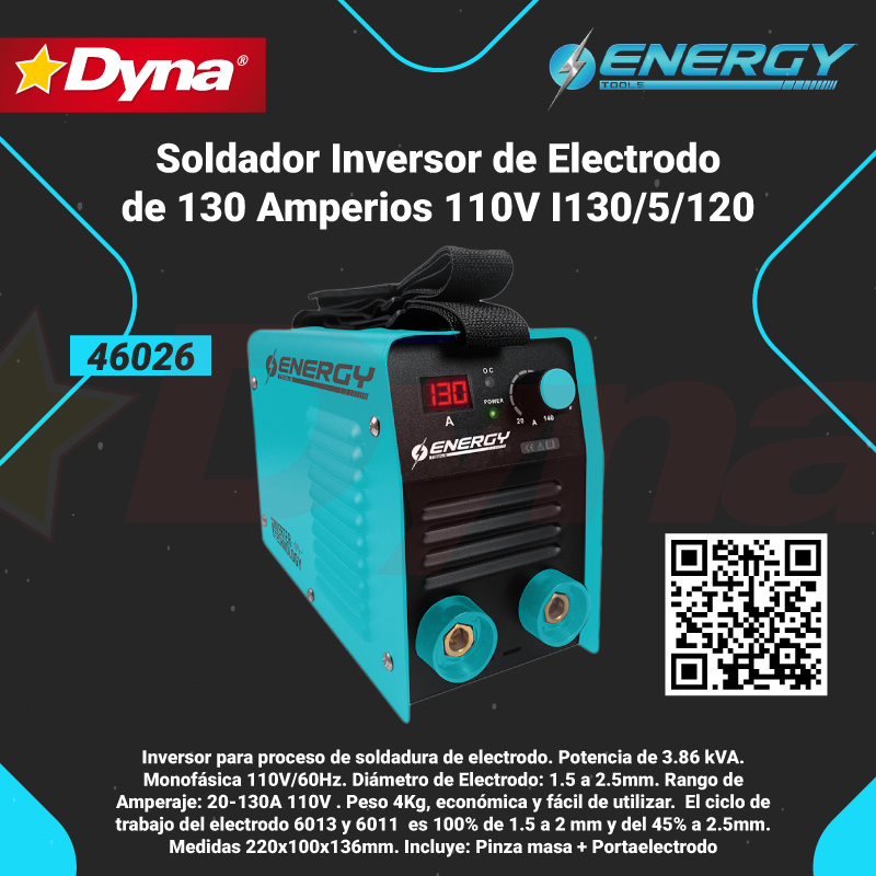Soldador Inversor Mig Electrodo 130 Amperios/110V IME6130/120 - Dyna & Cia  S.A.