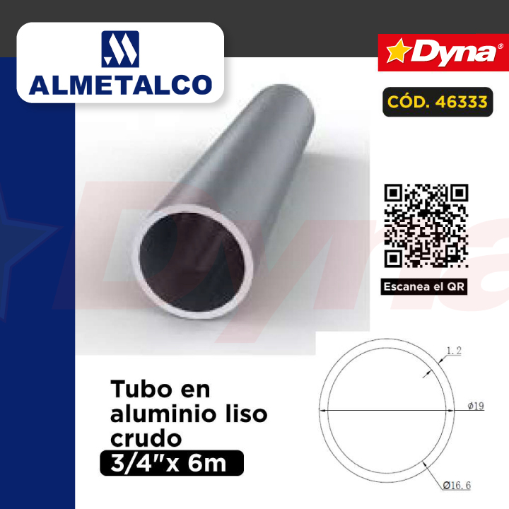 Tubo Aluminio (20) 3/4X 6 Metros TC-013