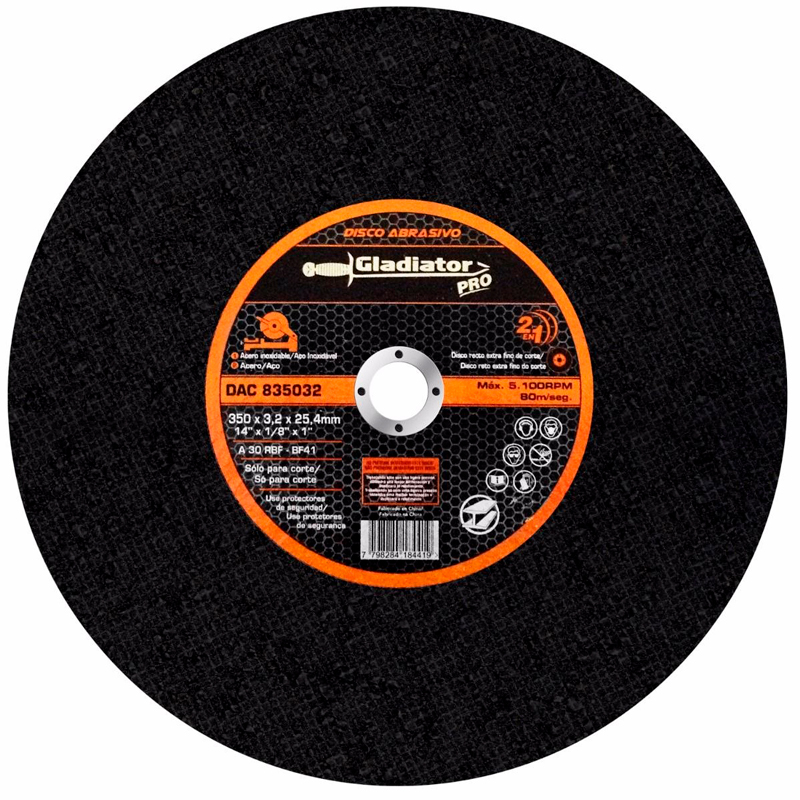 Disco Abrasivo Tipo 1 para Tronzadora de 14" X 1/8" X 7/8" DAC835032