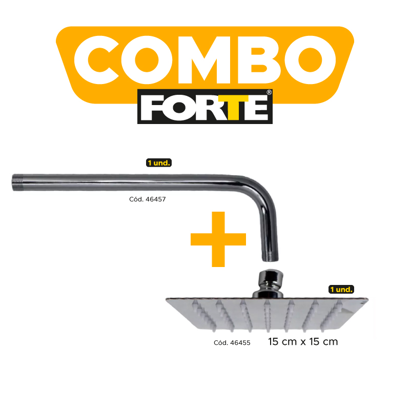 Combo de regaderacuadrada de 15 cm 46455 + Brazo de regadera de 40 cm 46457