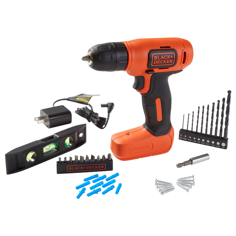 Taladro Atornillador 8V Con Batería Integrada + Micro-cargador USB + Kit de herramientas con 43 piezas BDCD8HDPK