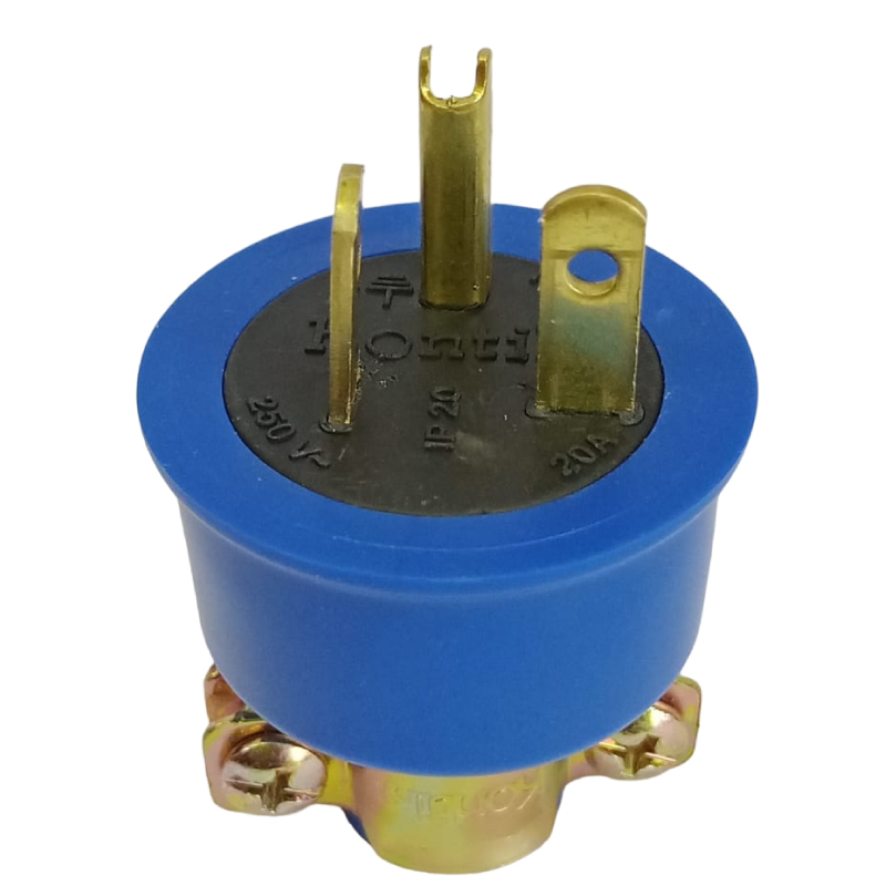Clavija Industrial Pata Cruzada con Polo a Tierra y Abrazadera 20Amp FC8