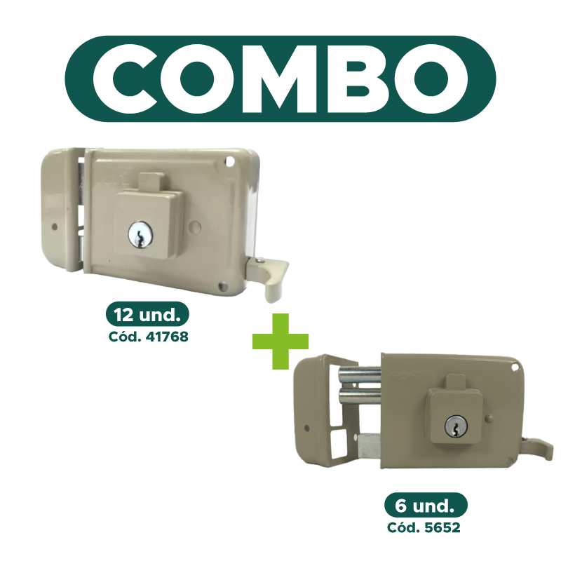 Cerradura Sobreponer Vf6 Lado Izquierdo Color BeigE (12 Unidades) + Cerradura Sobreponer Forte Lado Izquierdo Color Beige ( 6 Unidades)