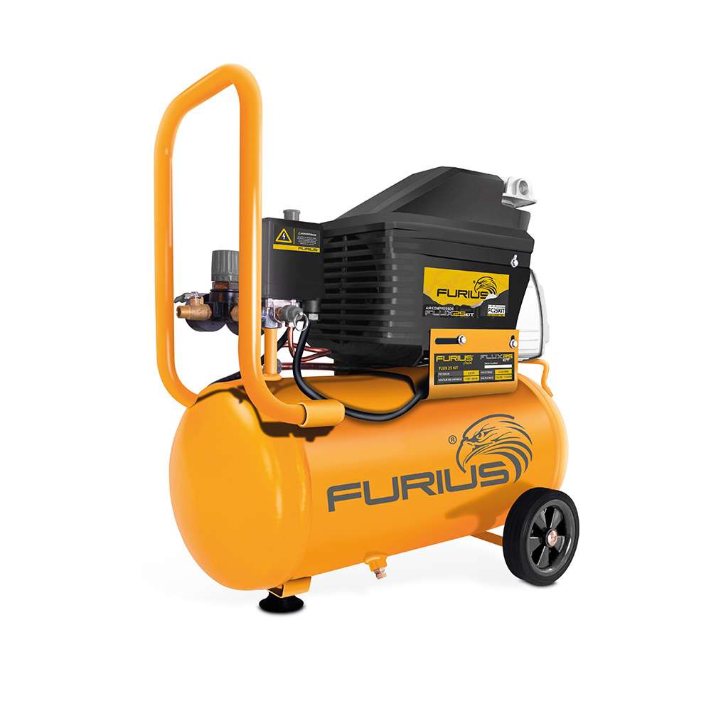 Compresor Lubricado 25 Litros 2HP 125 PSI + Pistola Rociadora +  Manguera FC25KIT