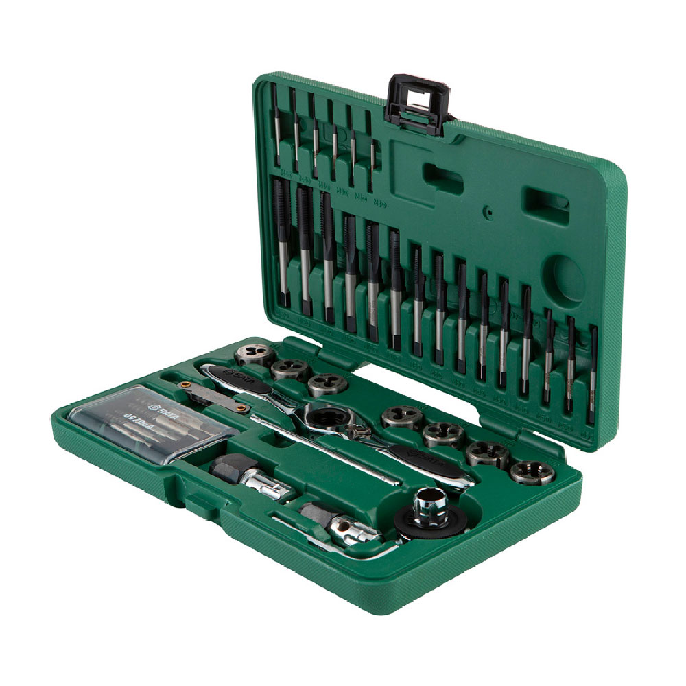 Juego De Tarrajas y Machuelos Para Construcción Y Rectificación Roscas Internas Y Externas 40 Piezas SC50451