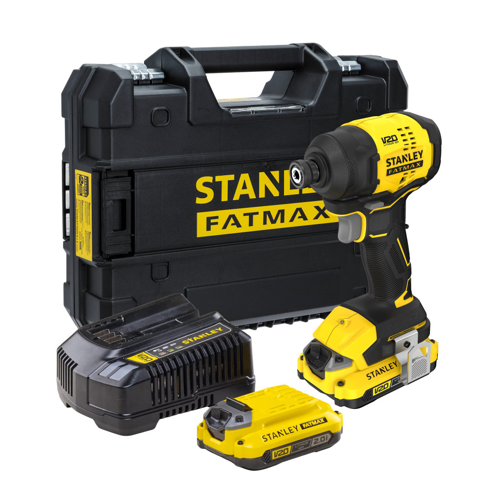 Atornillador De Impacto 1/4" Sin Escobillas + 2 Baterías + Cargador + Caja Apilable Pro Stack SBI811D2T-B3