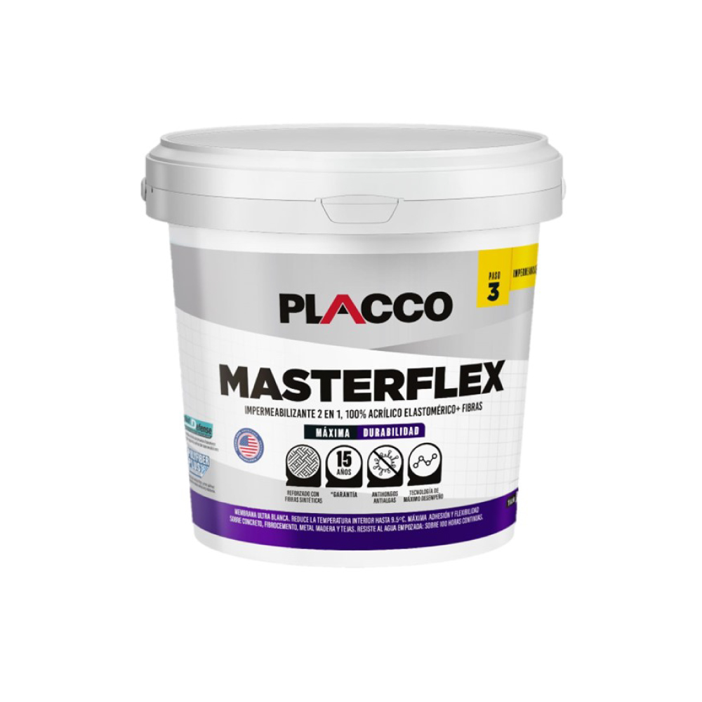 Impermeabilizante Elastomerico Placco Masterflex Blanco Galon 96200101