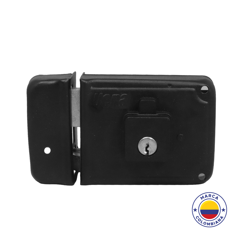 Cerradura Sobreponer Para Reja Lado Izquierdo Color Negro