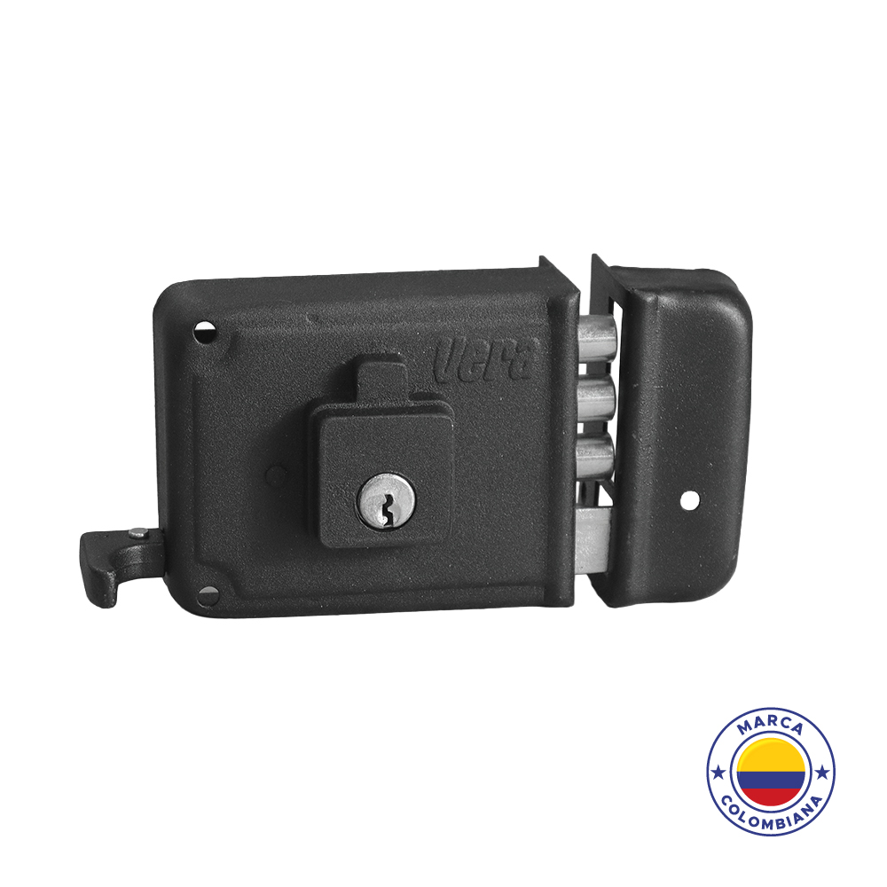 Cerradura de Sobreponer Vf6 Tres Machos Lado Derecho Color Negro
