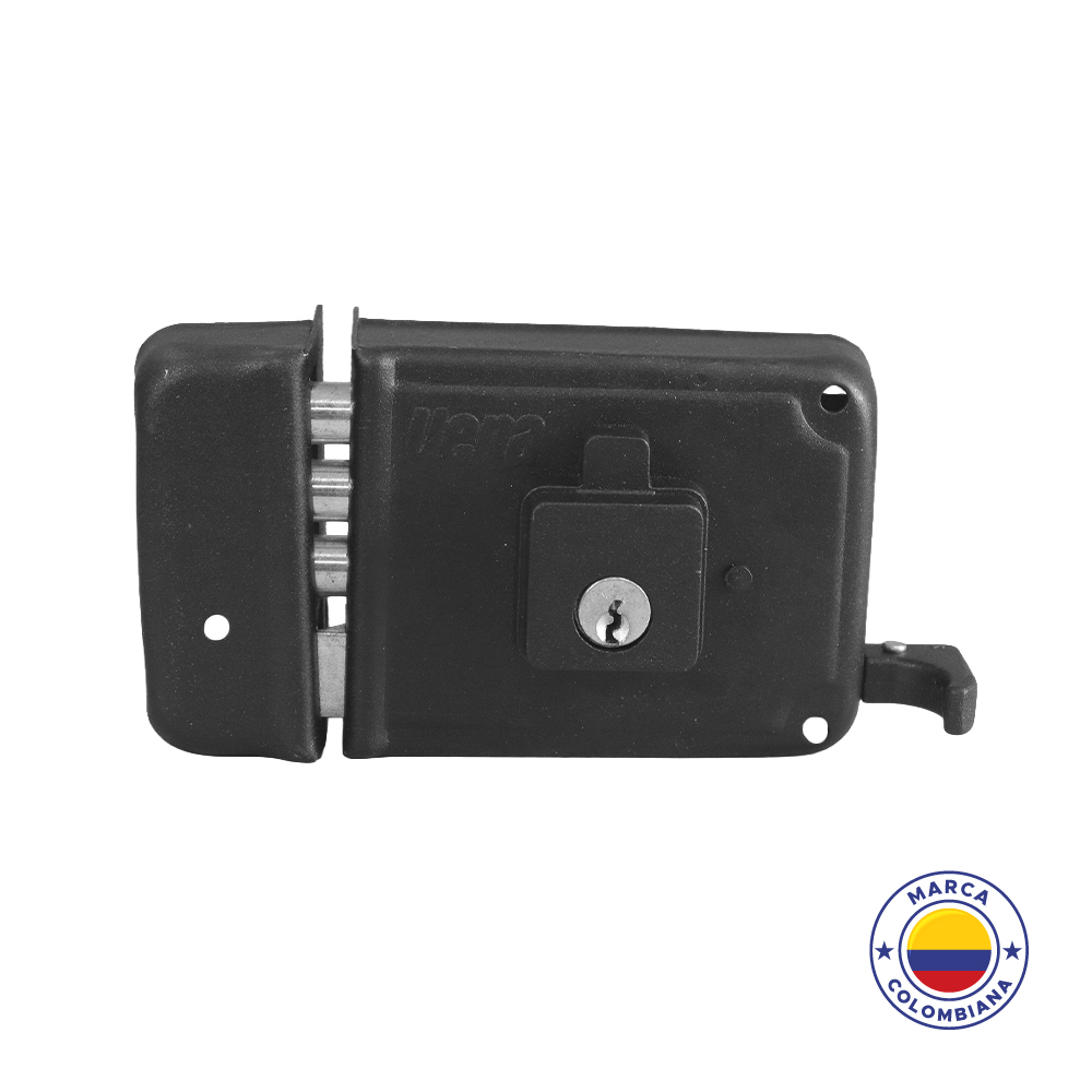 Cerradura de Sobreponer Vf6 Tres Machos Lado Izquierdo Color Negro