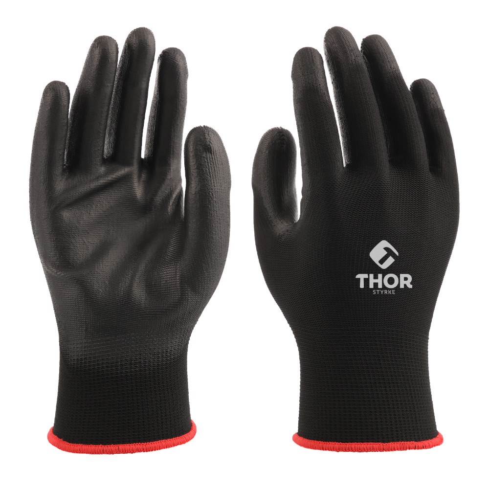 Guante de Poliuretano Alta Calidad Negro Talla 8 THEP201