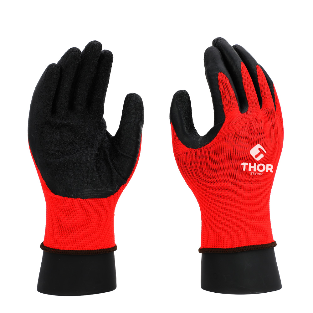 Guante de Nitrilo Latex Reforzado Negro/Rojo Talla 10 THEP207