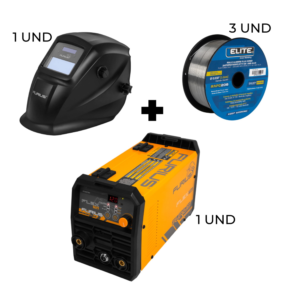 Soldador Inversor  3 En 1 De 1KG FW121M + Careta Electrónica FW23 +  3 Rollos De Soldadura RAFC208
