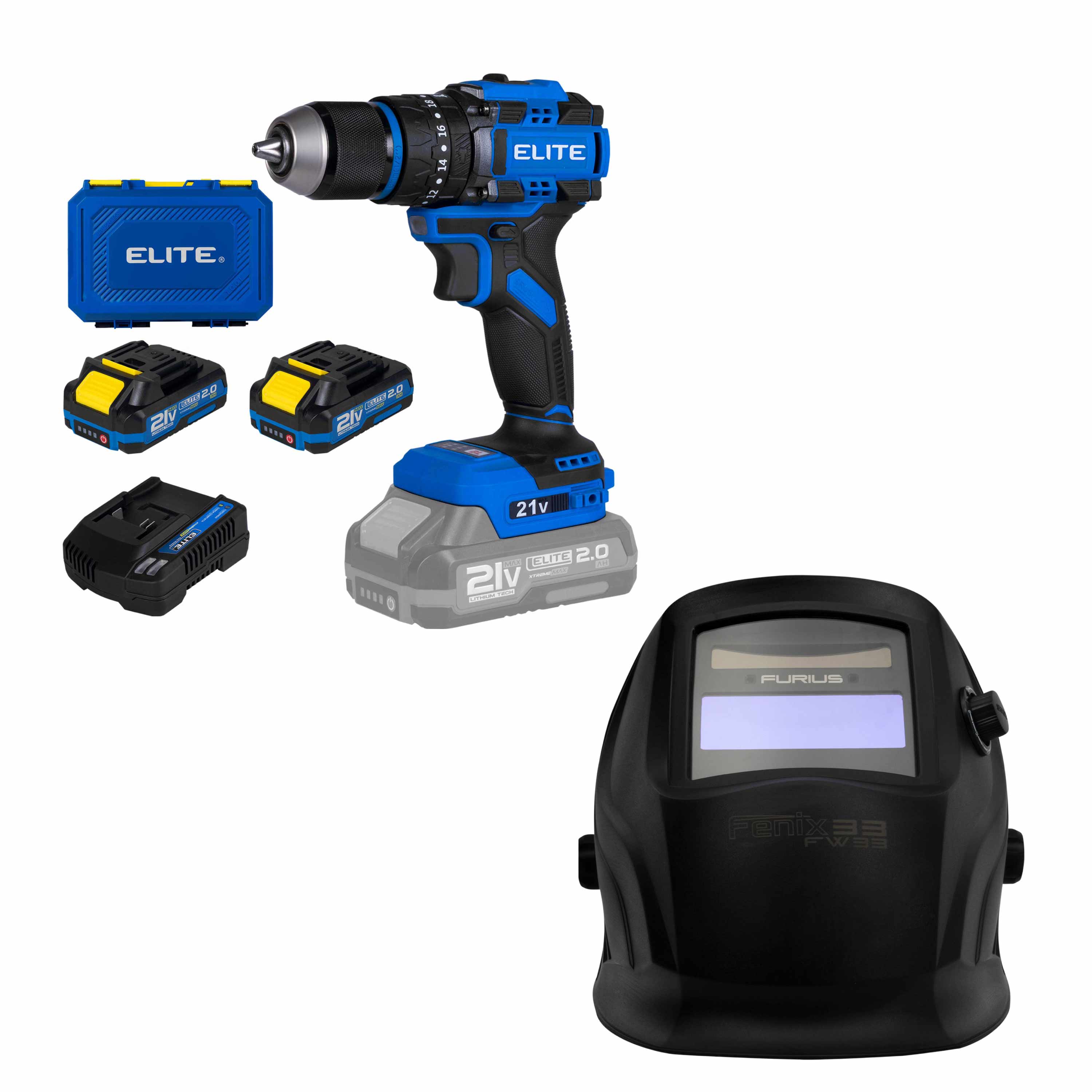 Taladro Percutor 1/2" 21V  XID2160K + Careta Electrónica FW33