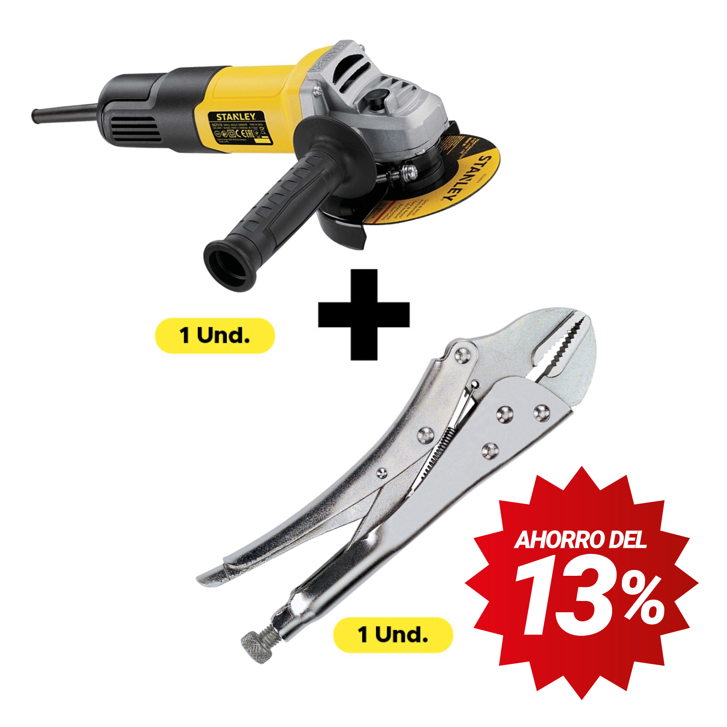 Minipulidora 4.1/2" SG7115-B3 + Alicate Hombresolo Recto de 10" 84-371