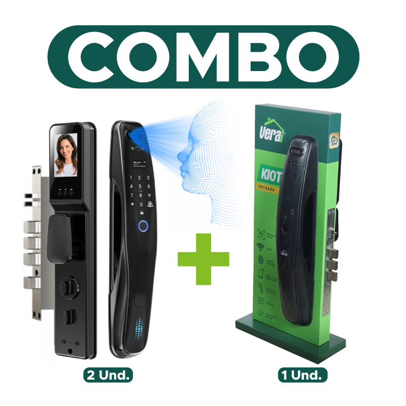 3 Cerradura Inteligente Reconocimiento Facial Kioto K8 + Exhibidor Cerradura Electronica Kioto