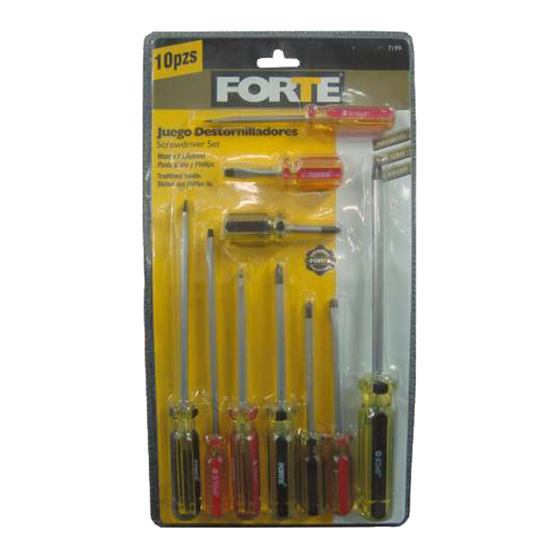 Juego de Destornilladores de 10 Piezas con Mango PVC